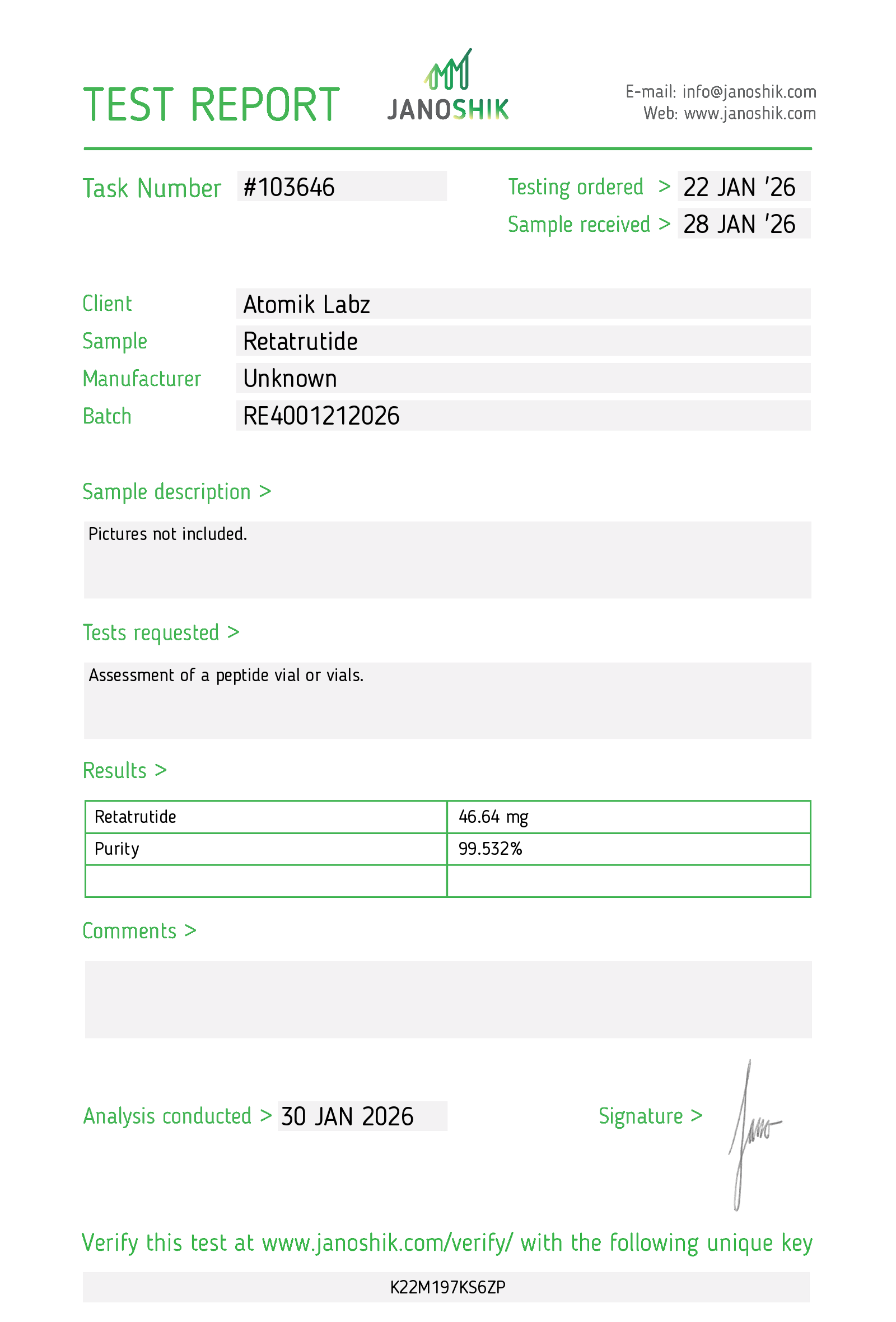 Peptide 3 (R) – 40mg (Current batch tested at 46mg)